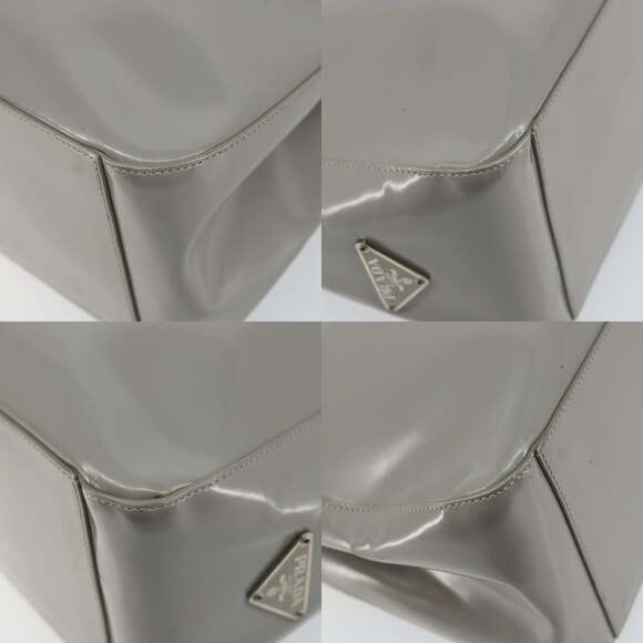 PRADA Hand Bag Enamel Gray Silver - Picture 10 of 12